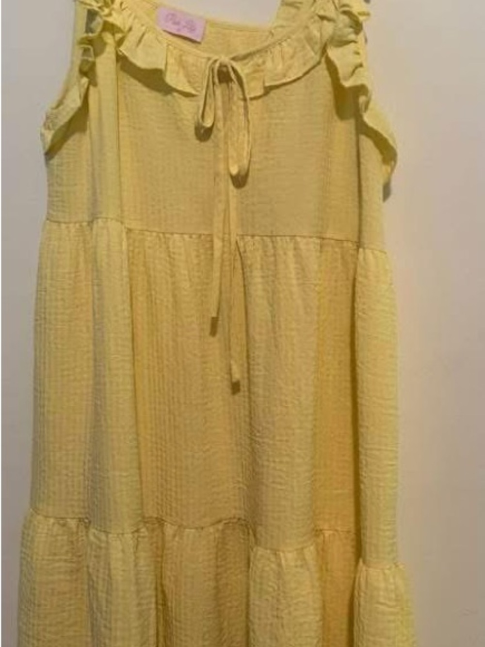 Pink Lily Yellow Ruffle Tiered Sundress